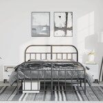 vidaXL Cadre de lit métal sans matelas avec pied de lit noir 150x200cm