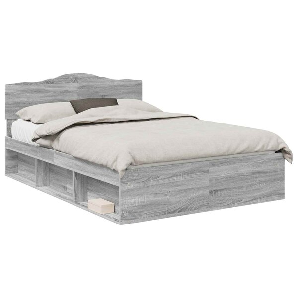vidaXL Cadre de lit Gris Sonoma 160 x 200 cm Bois de pin massif