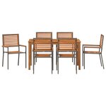 Ensemble de Salle à Manger de Jardin 7 Pièces vidaXL Gris Poly Rattan Acacia
