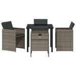 vidaXL Ensemble de salle à manger de jardin 5 pièces avec coussins gris en poly rotin