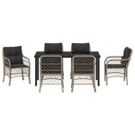 vidaXL Ensemble de Salle à Manger de Jardin 7 Pièces avec Coussins Rattan Poly Gris Clair