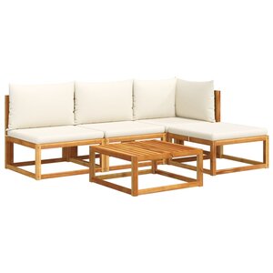 vidaXL Salon de jardin avec coussins 5 Pièces Bois d'acacia solide