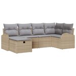 vidaXL Ensemble de canapé de jardin 6 Pièces Beige Poly rotin