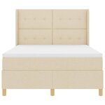 vidaXL Lit à ressorts avec bandes LED Crème 160 x 200 cm tissu