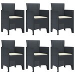 vidaXL Ensemble de salle à manger de jardin 7 pièces avec coussins en poly rotin noir