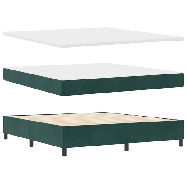 vidaXL Lit à ressorts avec matelas & banc vert foncé 180x200 cm en velours