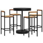 vidaXL Ensemble de bar jardin 5 Pièces noir poly rotin/bois massif acacia
