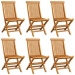 vidaXL Chaises de jardin et coussins bleu clair lot de 6 Bois de teck
