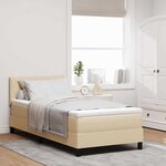 vidaXL Lit à ressorts avec coussin Crème 90 x 200 cm tissu