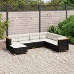 vidaXL Salon de jardin 7 Pièces avec coussins noir résine tressée