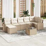 Ensemble de canapé de jardin 8 pièces avec coussins marron en poly rotin