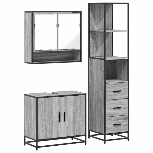 vidaXL Ensemble de meubles de salle de bain 3 Pièces Sonoma gris