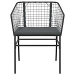 vidaXL Ensemble à manger de jardin coussins 7Pièces noir poly rotin verre