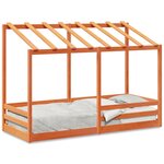 vidaXL Lit pour enfants et toit cire marron 90x190 cm bois massif pin
