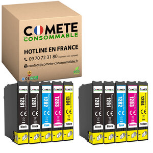 T1285 - 10 cartouches compatibles pour Epson T1281 T1282 T1283 T1284 - COMETE