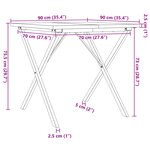 vidaXL Table à manger cadre en X 90x90x75 5cm bois de pin massif acier