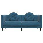 vidaXL Canapé avec coussins 2 places bleu velours
