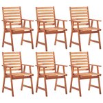 vidaXL Chaises à manger d'extérieur lot de 6 Acacia massif