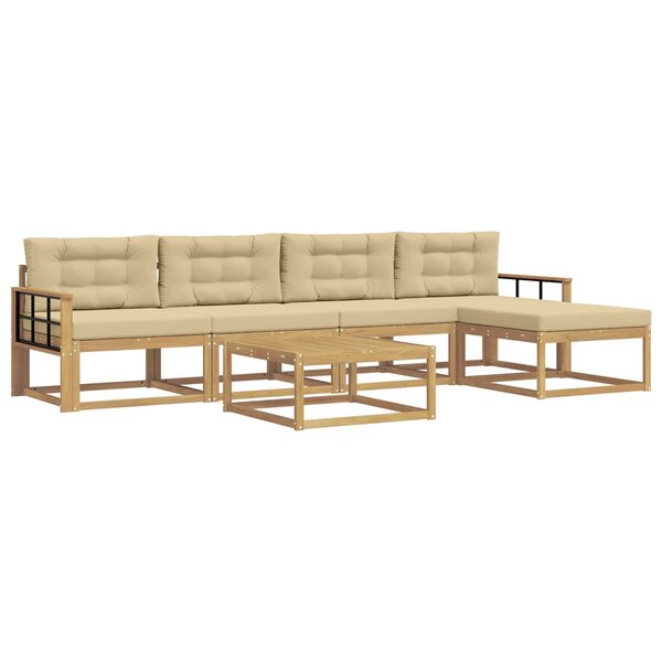 vidaXL Ensemble de canapés d'extérieur 6 pc Blanc et Beige Polyester