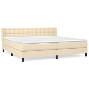 vidaXL Sommier à lattes de lit avec matelas Crème 200x200 cm Tissu