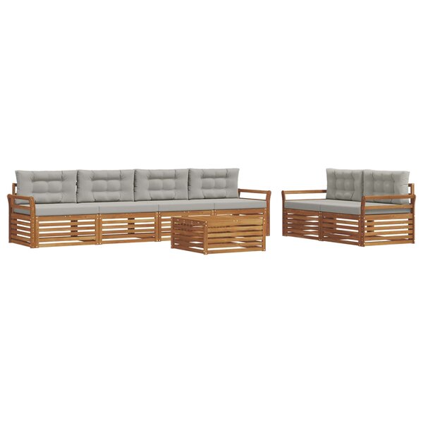 vidaXL Ensemble de canapés d'extérieur 7 pc Gris Naturel et Clair
