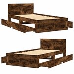 vidaXL Cadre de lit tête de lit chêne fumé 75x190 cm bois ingénierie