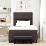 vidaXL Lit à ressorts avec tête de lit Marron foncé 120 x 190 cm tissu