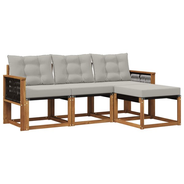 vidaXL Ensemble de canapés d'extérieur 4 pc Naturel et gris clair
