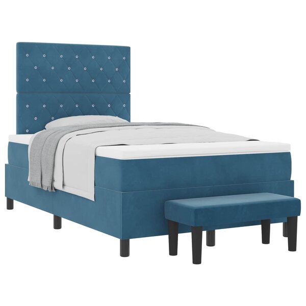 vidaXL Lit à ressorts avec tête de lit Bleu foncé 200 x 120 cm Velours