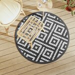 vidaXL Tapis d'extérieur blanc et noir Ø120 cm PP
