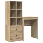 vidaXL Bureau avec tiroir avec étagère 2 Pièces Chêne Sonoma