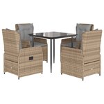 vidaXL Ensemble à manger de jardin avec coussins 5Pièces Beige poly rotin