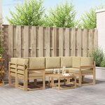 vidaXL Ensemble de canapés d'extérieur 7 pc Blanc et Beige