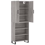 vidaXL Buffet haut Sonoma gris 69 5x34x180 cm Bois d'ingénierie