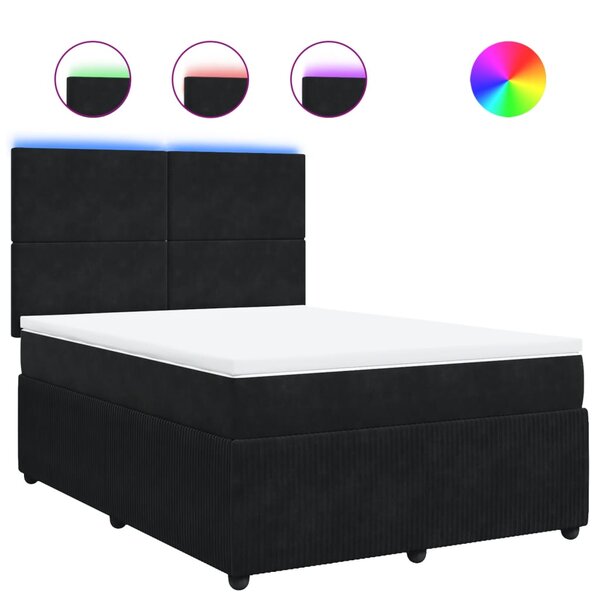 vidaXL Sommier à lattes de lit avec matelas Noir 140x200 cm Velours