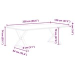 vidaXL Table à manger avec bord naturel 220x120x74cm bois massif chêne