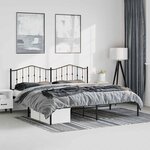 vidaXL Cadre de lit métal sans matelas avec tête de lit noir 193x203cm
