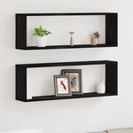 vidaXL Étagère murale avec étagère 2 Pièces Chêne Noir 80 x 15 x 26 cm
