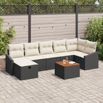 vidaXL Ensemble de Canapé de Jardin de 8 Pièces avec Coussins Noir Rattan Poly