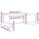 vidaXL Table basse Blanc 90x50x36 5 cm Bois d'ingénierie
