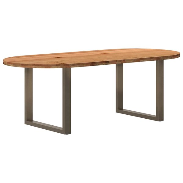 vidaXL Table à manger 220x100x74 cm bois de chêne massif ovale