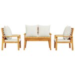 vidaXL Salon de jardin 4 Pièces avec coussins Bois d'acacia solide