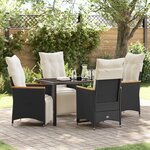vidaXL Set de salle à manger de jardin de 5 pièces avec coussins Rattan poly noir