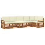 vidaXL Ensemble de canapés d'extérieur 6 pc Naturel et Crème Polyester