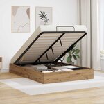 vidaXL Cadre de lit ottoman avec stockage Chêne artisanal 120 x 190 cm