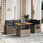 vidaXL Salon de jardin 6 Pièces avec coussins gris résine tressée