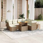 vidaXL Salon de jardin avec coussins 8 Pièces beige résine tressée