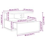 vidaXL Table de nuit flottante 2 Pièces Chêne noir 40 x 31 x 27 cm