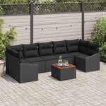 vidaXL Ensemble de canapé de jardin 8 Pièces Noir