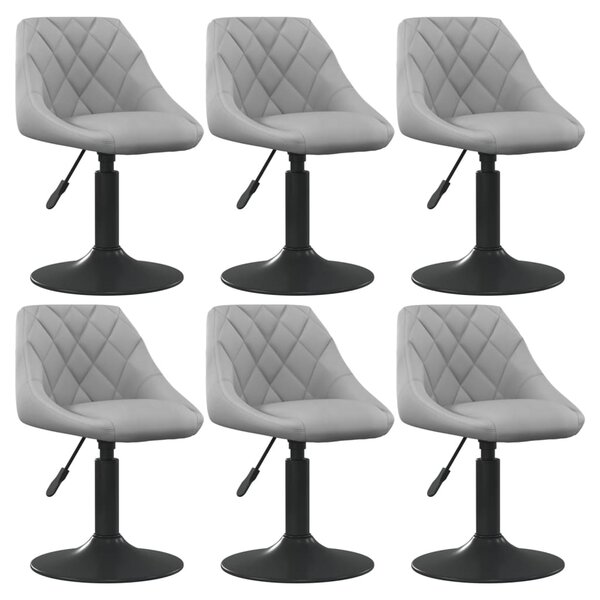 vidaXL Chaises pivotantes à manger lot de 6 gris clair velours